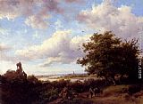 Frederik Marianus Kruseman Canvas Paintings - A Blustery Summer Landscape